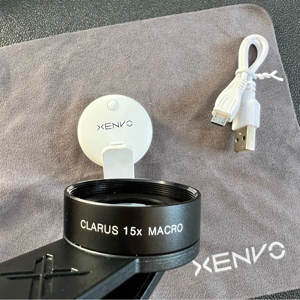Xenvo Pro Kit for Phones Macro Wide Angle Lens LED Light Travel Case Clarus 15x